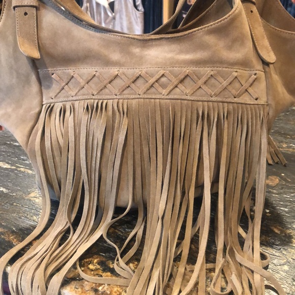 LARGE SUEDE FRINGED HOBO - Picture 1 of 6